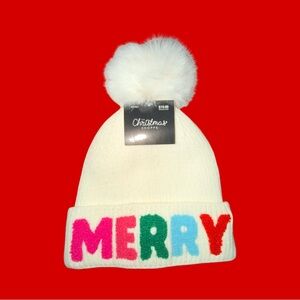Christmas Shoppe Pom-Pom MERRY Beanie